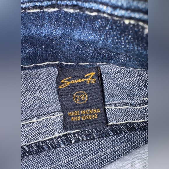 Seven7 Vintage Size 29 Dark Wash Y2K Contrast Stitching Low Rise Jeans - Picture 7 of 11